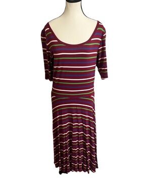 LuLaRoe Dress Sz XL NICOLE Striped Print A-Line/Fit&Flare Mid Length Sleeves